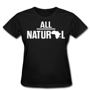 all natural tee with map outline of africa