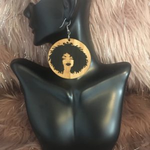 Afrocentric Woman with Afro and Black Lipstick Earrings | Wash and Go Curly Hair Fro Locs Dreads