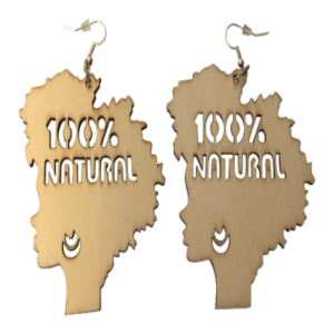 100% Natural Hair Wooden Afrocentric Earrings | Afro | Tan | Ears