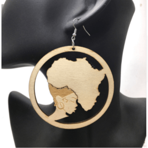 Africa Map Black Woman Afro Earrings | Ethnic 4a 4b 4c Afro | Africa | Dangle