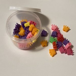 50 Kid’s Crown Hair Beads | Assorted Colors | 4mm Hole | Colorful Tiaras | Natural Hair Princess