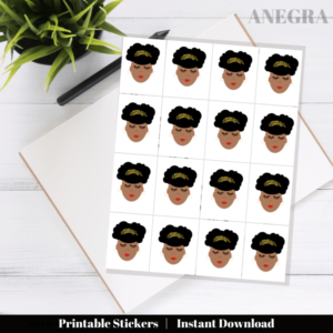Divine Queen Sticker Sheet | Black Woman Art For Planners Scrapbooking Decorations | Instant Download