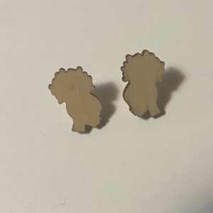 Mini Natural Hair Afro Puff Wooden Stud Afrocentric Earrings | Ethnic Kinky Hair | 4a 4b 4c | Afro Puff Girls