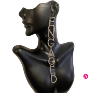 Gorgeous Silver Bling Engaged Dangle Earrings | Engagement Wedding Gift For Wife To Be | Bride To Be Bridal Shower Gift Rhinestone