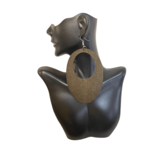 Large 4" African Oval Circle Dangle Drop Afrocentric Wooden Big Brown Earrings | Natural Hair Tribal Statement Earrings