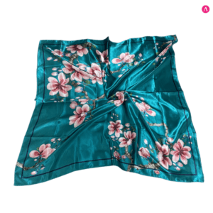 Turquoise Satin Hair Scarf | Large Silky Square Turban For Wrapping Natural Hair and Laying Edges