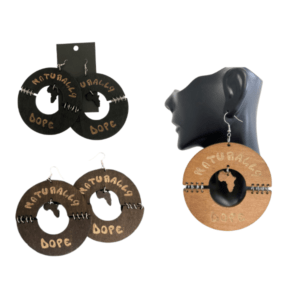 Naturally Dope Large Wooden Africa Map Women's Afro Dangle Earrings | Lightweight Statement Afrocentric Symbolic Tribal Earrings With Heart