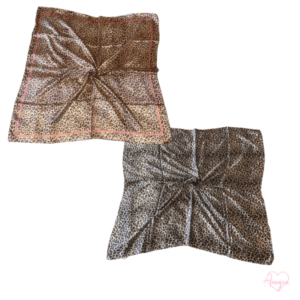 Cheetah Print Satin Hair Scarf | Large Silky Square Turban For Wrapping Natural Hair and Laying Edges | Pink Silver