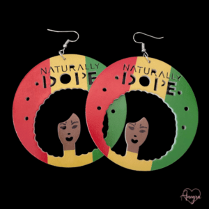 Naturally Dope Large Wooden Black Women's Afro Dangle Earrings | Lightweight Statement Afrocentric Rasta Reggae Jamaican Symbolic Tribal