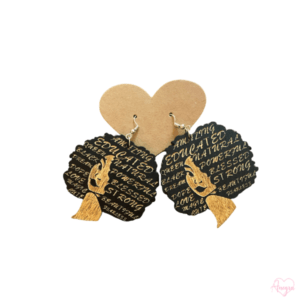 Inspirational Afro Wooden Natural Hair Earrings | Black Queen Educated Powerful Blessed Dope Magic African Sista Dangle Earrings