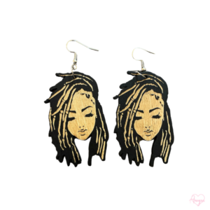 Dreadlock Wooden Natural Hair Earrings | Long Dreads Dangle Black Girl Symbolic Ethnic African Sista Jewelry
