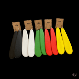 Long 5" African TearDrop Dangle Drop Afrocentric Wooden Big Black Red Yellow Green Earrings | Natural Hair Tribal Statement Earrings