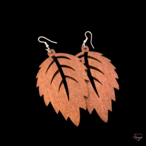 Large Brown Wooden Leaf Dangle Earrings