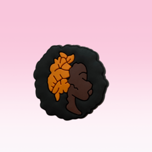 Black Woman Afro Flower Shoe Charm | Natural Hair African Afrocentric Croc Shoe Clip