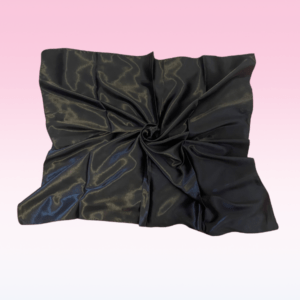 Black Satin Hair Scarf | Large Silky Square Turban For Wrapping Natural Hair and Laying Edges