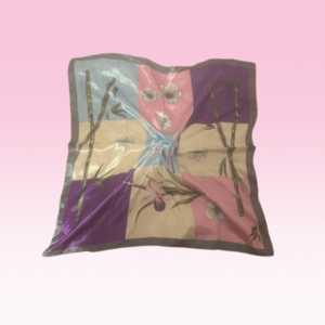 Bamboo Blossom Flower Satin Hair Scarf | Large Silky Square Turban For Wrapping Natural Hair and Laying Edges