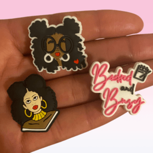 Booked And Busy Black Lady Boss Shoe Charm Collection | Afro Croc Shoe Clip