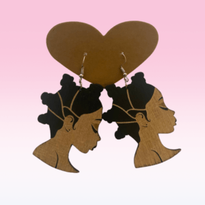 Bantu Knot Natural Hair African Wooden Dangle Earrings | Gorgeous Melanated Black Woman Symbolic Afrocentric Jewelry