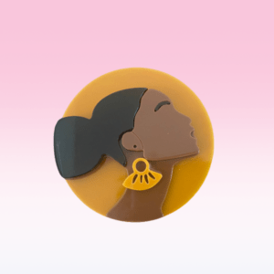 Black Cameo Natural Hair Ponytail Acrylic Pin | Orange Natural Hair Black Queen Button Clip Brooch