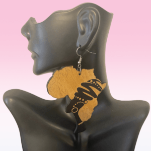 Large Queen of Motherland Dangle Earrings | Lightweight Statement Africa Map Symbolic Tribal Earrings