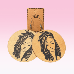 Dreadlock Wooden Natural Hair Earrings | Long Dreads Dangle Black Girl Symbolic Ethnic Circle African Sista Jewelry